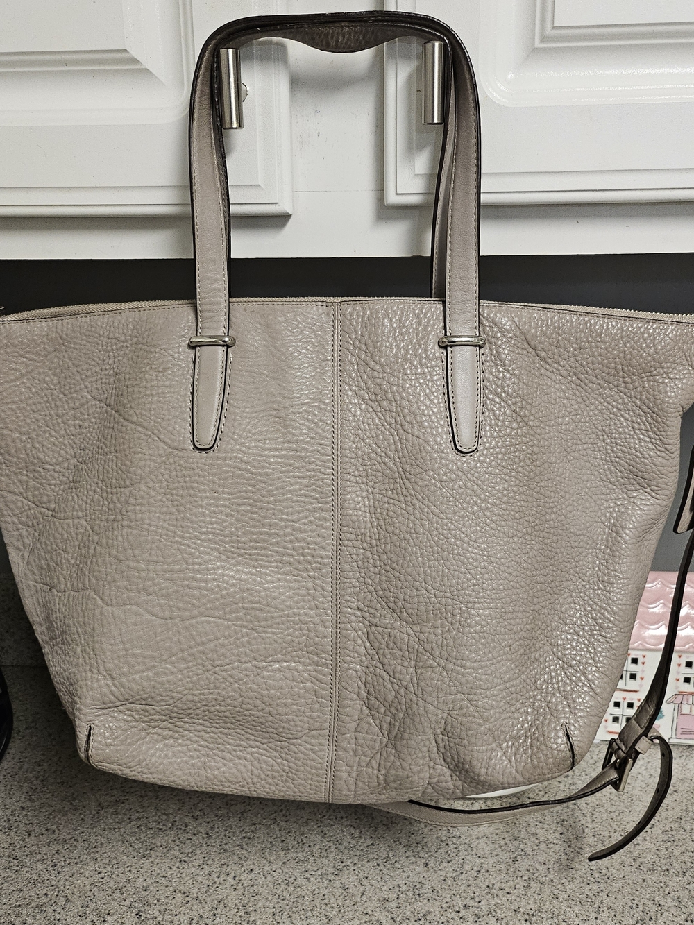 Coach Light Taupe Pebbled Leather Tote